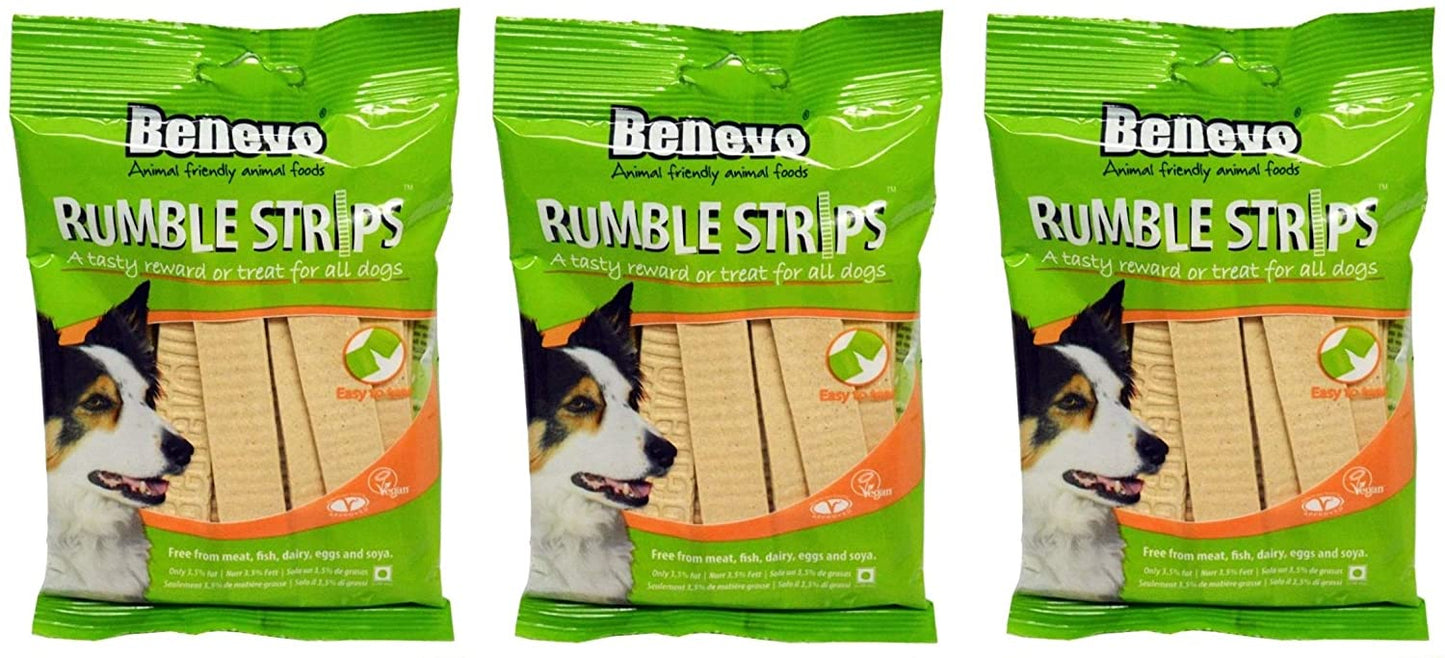 Benevo Vegan Dog Treats Rumble Strips Bundle (3 x 20 strip packs) - Total of 60 strips