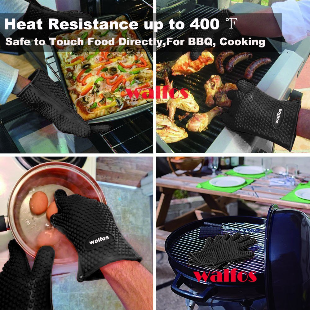 Walfos Silicone Oven Kitchen Glove Heat Resistant Thick Cooking BBQ Grill Glove Oven Mitts Kitchen Gadgets Kitchen Accessories