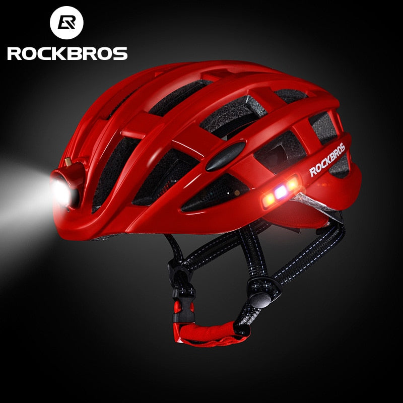 ROCKBROS Bicycle Light Helmet Waterproof Bike Helmet USB Charge Cycling Helmet Intergrally-molded MTB Road Bicycle Accessories