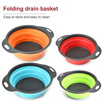 1 Pcs Foldable Home Dining Basket Strainer Collapsible Drainer Silicone Colander Kitchen Tools Gadget