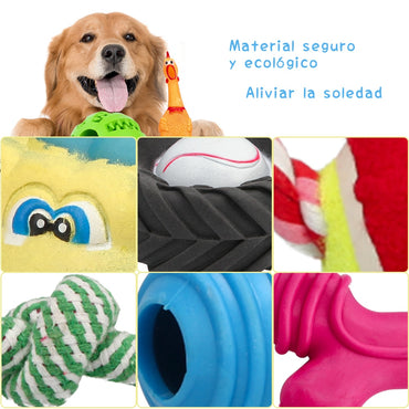 Petaccom group of dog toys, chew toy and interactive squeaker Durable chew rope (4PCS random toys), keep your dog healthy