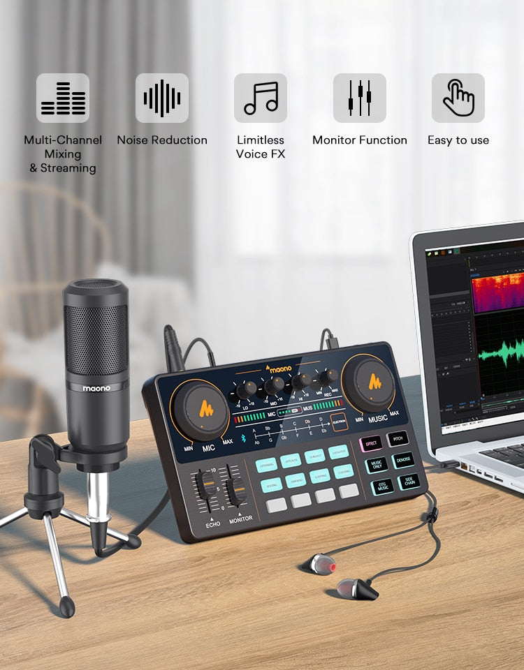 All-in-on Microphone Mixer Kit Sound Card Audio Podcaster